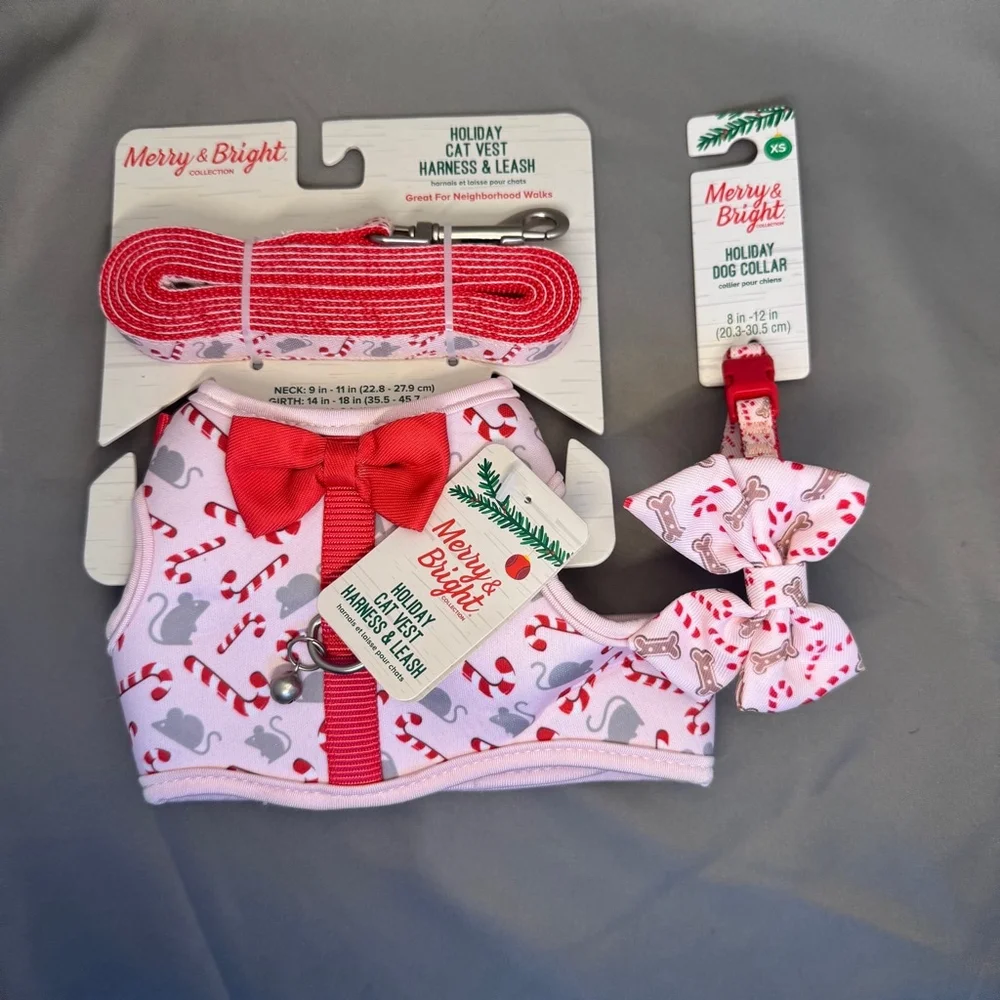 Holiday Cat Harness, Leash, Collar Matching Set Christmas XS NWT Kitty Set